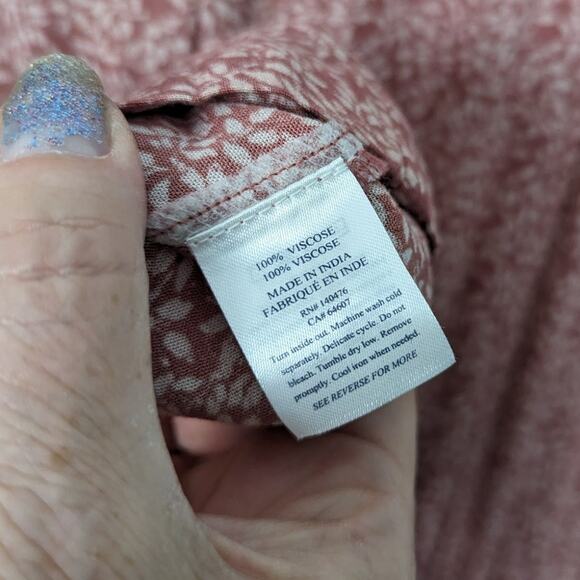 Faherty Montara Dress Mauve Pink Leaf Batik Mini Smocked Waist M NEW - Picture 6 of 12